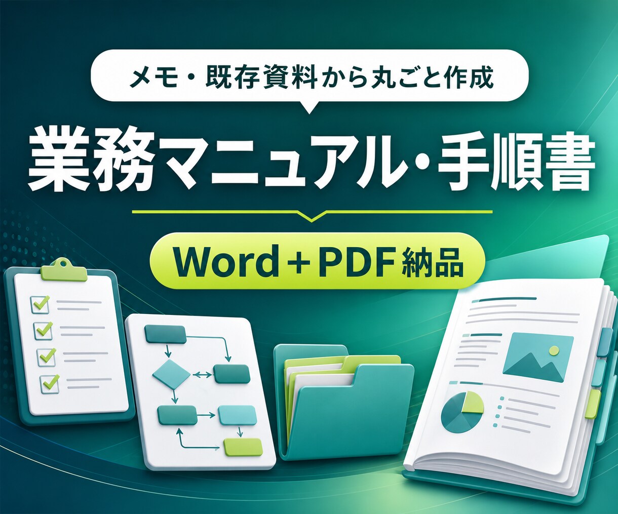 メモから業務マニュアルを図解入りで作成します 業務整理からWord・PDF納品まで一括対応 イメージ1