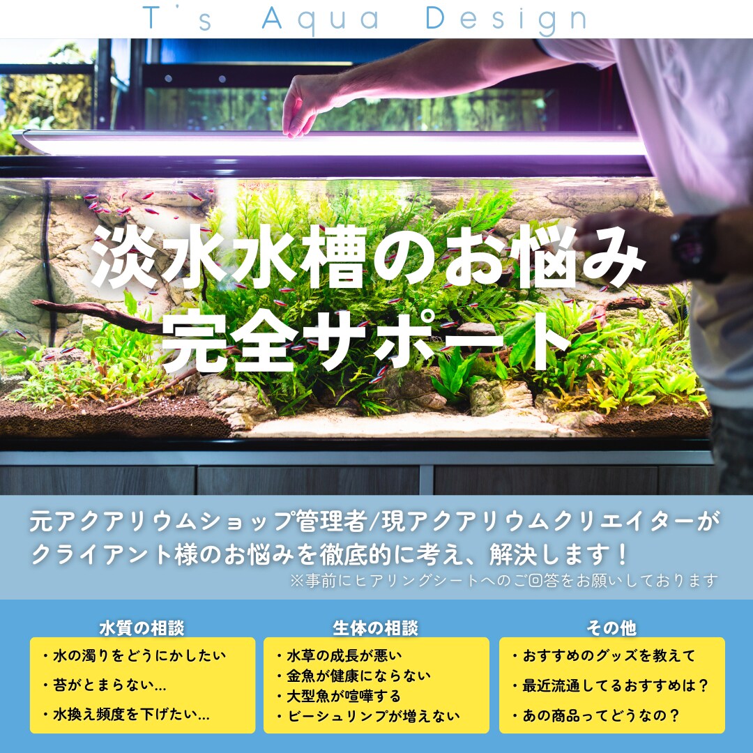 プロクリエイターがアクアリウムのお悩み伺います 淡水の水槽ならなんでもおまかせください! イメージ1
