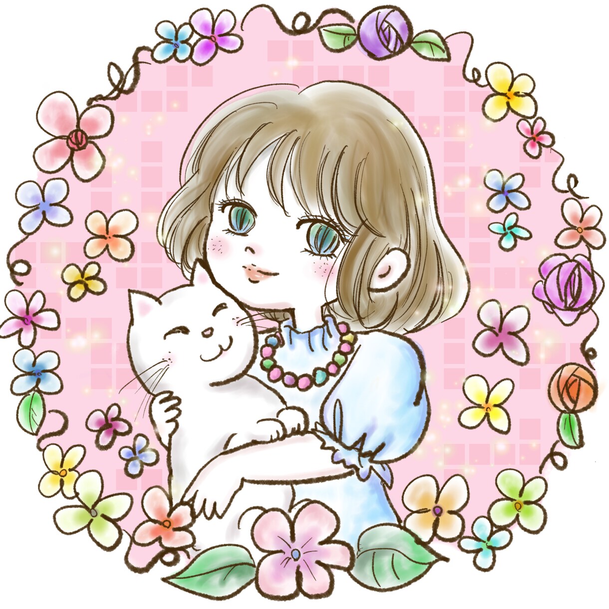 アイコン お祝い用にお好みのイラストを描きます 昭和レトロ　少女漫画　雑誌表紙風などお好みの絵柄にできます。 イメージ9