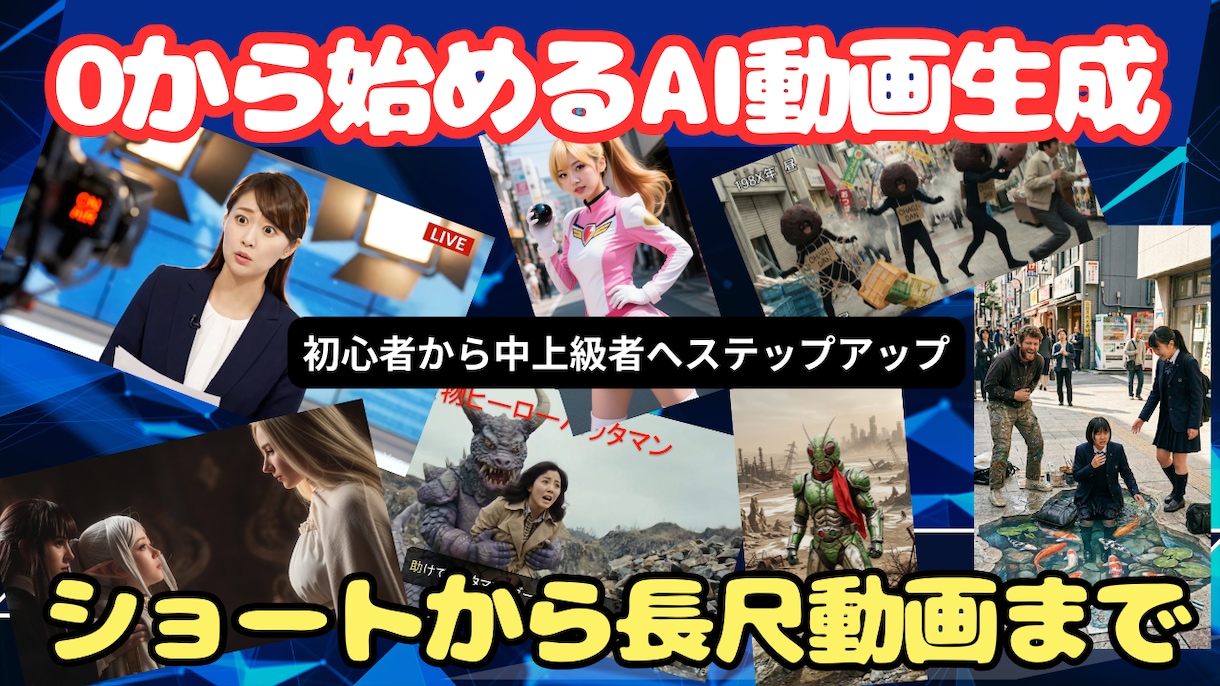 動画生成AI【0～中上級まで対応】実践的に教えます AI動画を始めたいけど何から学んだらいいか分からない方向け イメージ1