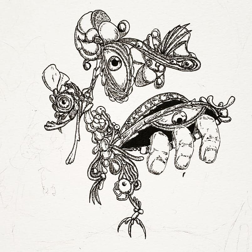 少し考えさせられる、少し暗い感じの絵を描きます あなたを不思議な黒白の世界へお連れします イメージ2