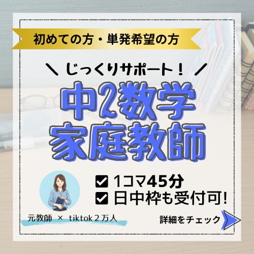元教師が中2数学の基礎定着を優しくサポートします 「分からない」に寄り添うマンツーマン指導！さかのぼり学習対応 イメージ1