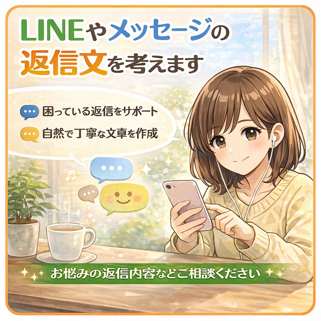 LINEやメッセージの返信文を考えます 一緒に考えていい結果が得られるように! イメージ1