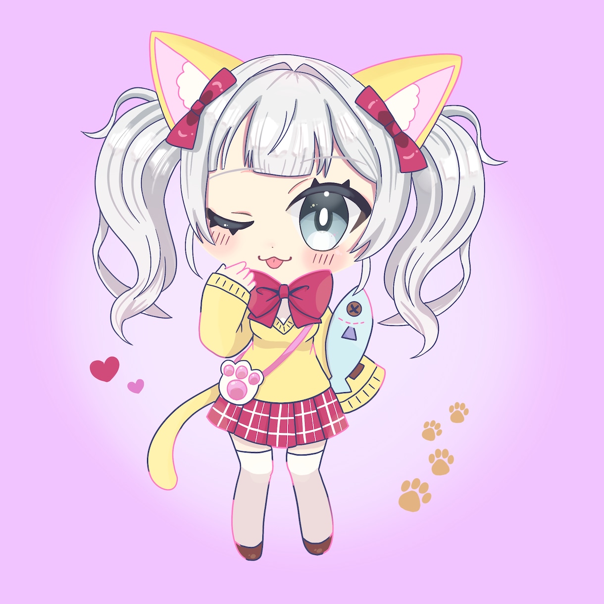 猫の日量産イラスト描きます テンプレートを利用した猫耳SDイラスト。 イメージ6