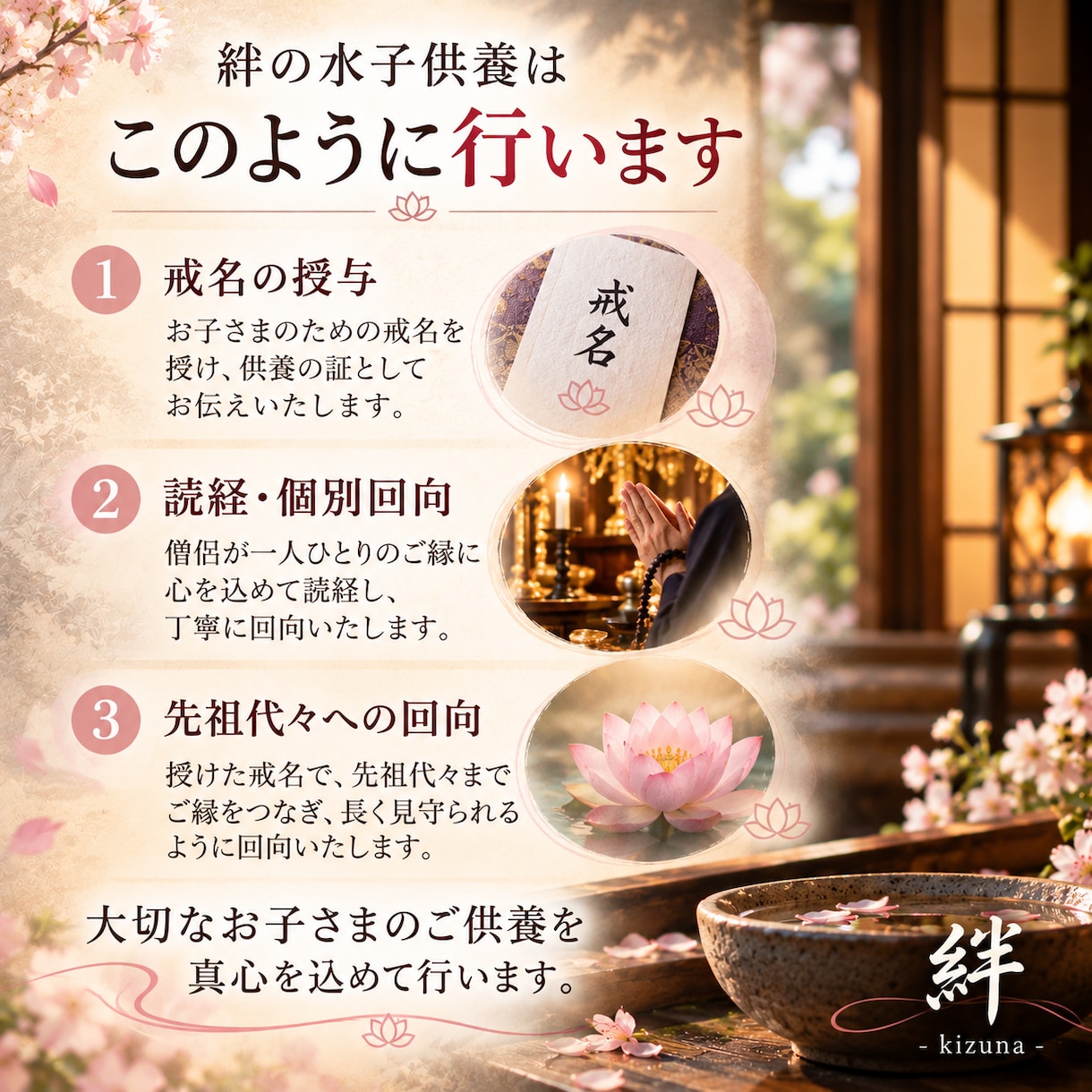 僧侶が心を込めて水子供養をいたします お名前がなくても、事情を詳しく話さなくても大丈夫です イメージ3