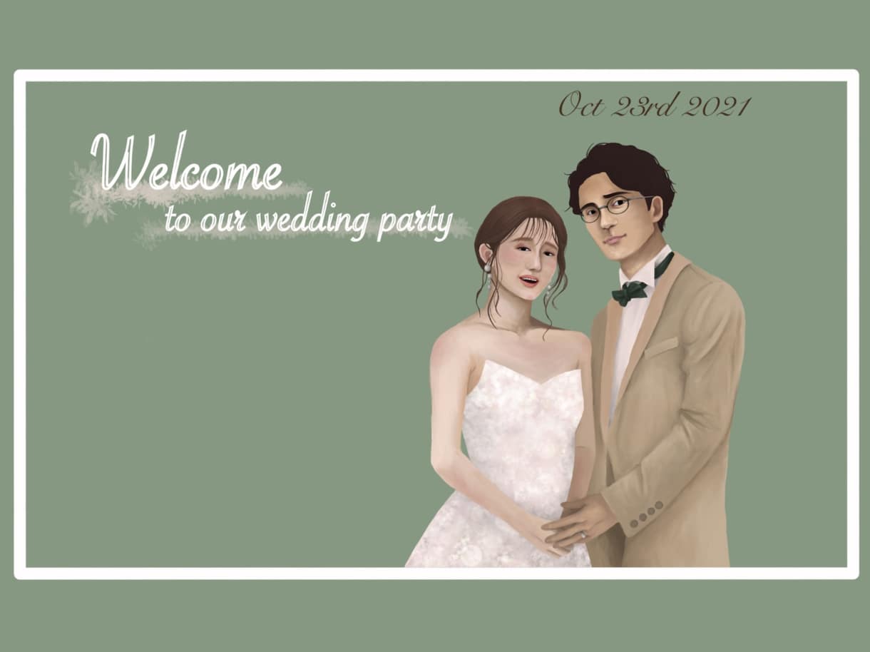 リアル×お洒落ウェディングイラスト作成ます 結婚式のウェルカムボードやプレゼントにぜひ！ イメージ1