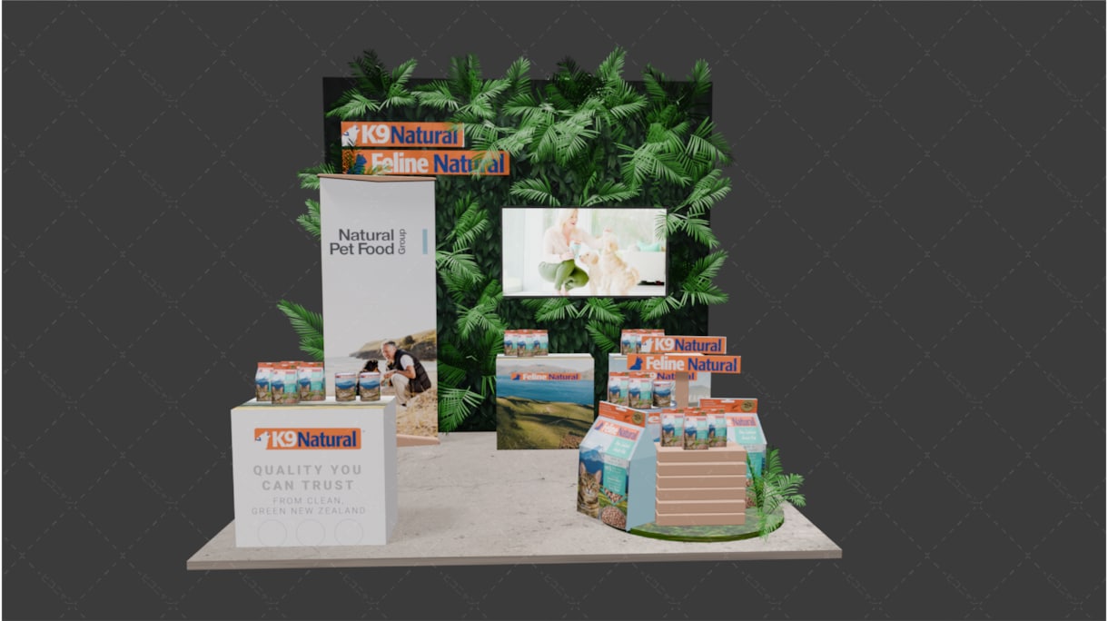 展示会ブースデザインします Blenderを利用し実際大のブース効果図を制作します。 イメージ1