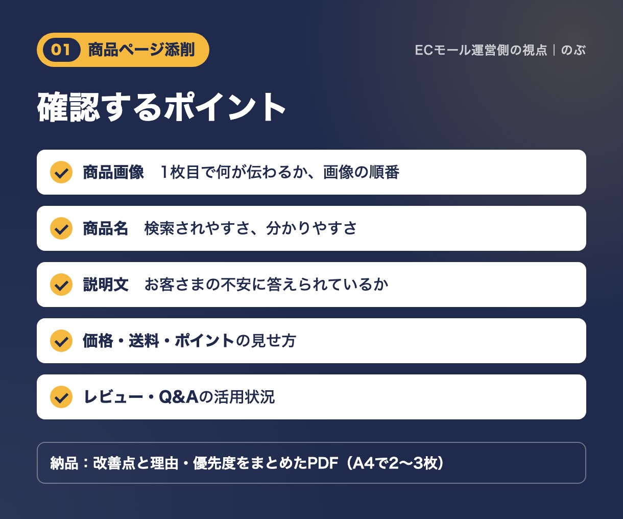 モール運営側の視点で楽天等の商品ページを添削します モールの中の人の目線で、売れない理由を具体的に指摘 イメージ3