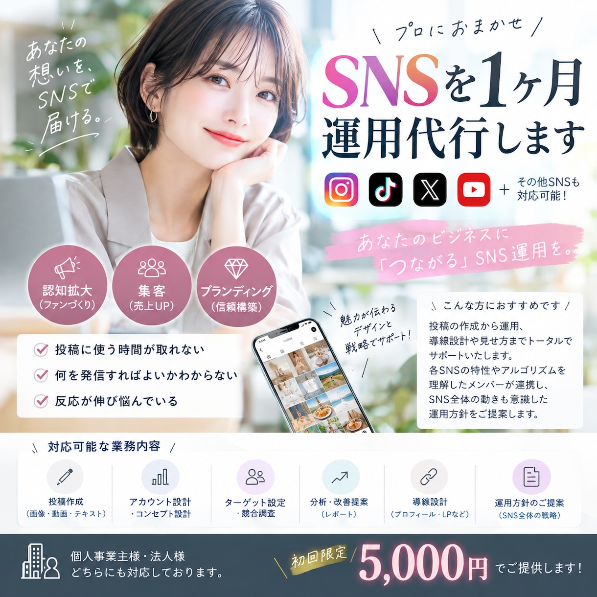 SNSを1ヶ月運用代行します 投稿・アカウント運用をサポートします イメージ1