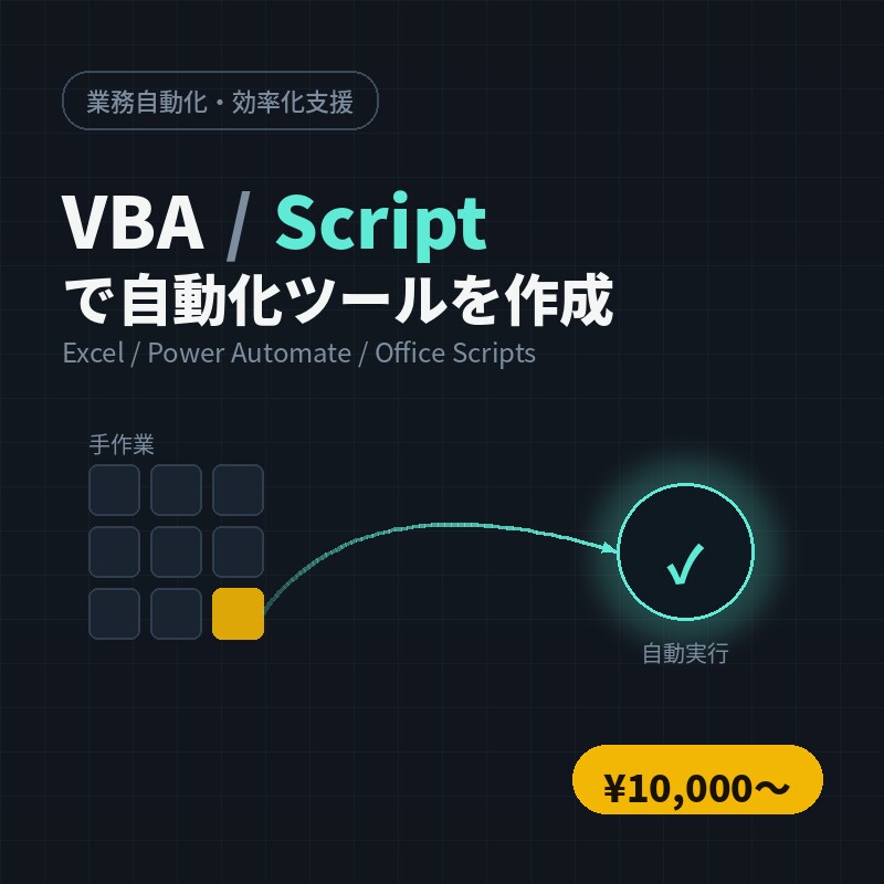 VBA/Scriptで自動化ツールを作成します VBA⁠、⁠⁠Power Automate⁠、⁠スクリプト⁠ イメージ1