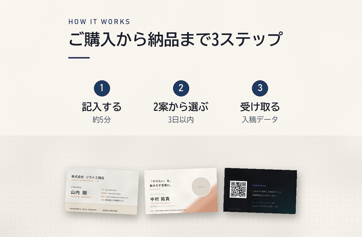 あなたの業種に合わせた両面名刺をデザインします 業種別サンプル10種を公開中。QR・予約欄まで設計 イメージ3