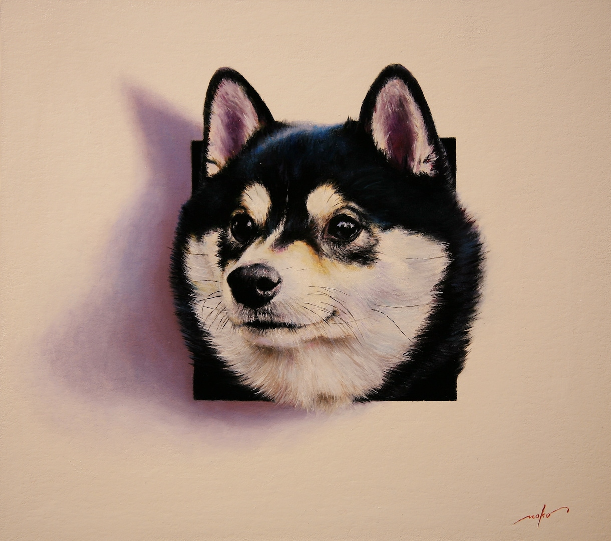 あなたのペットが画面から【飛び出す絵】を描きます 参考画像作品のようにお顔が飛び出して見えるアナログ油絵です イメージ9
