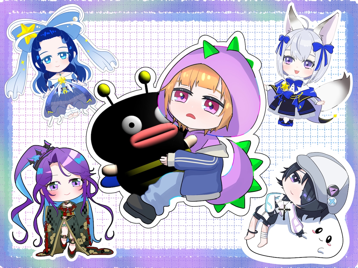 ちょこんと可愛いミニキャラ描きます 初めてのご依頼でも安心◎ゆるくて可愛いミニキャラ制作します イメージ1