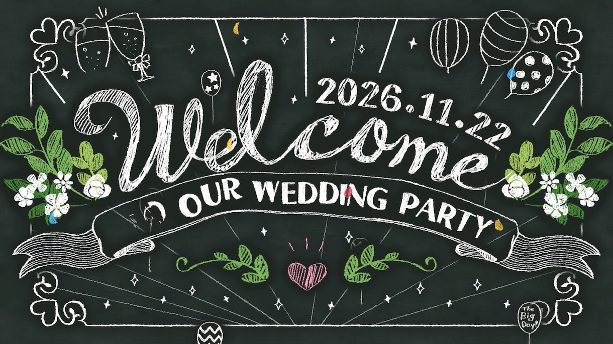 ウェルカムボード風オープニングムービー作ります アニメーションが楽しい♪おしゃれで可愛い結婚式ムービー！ イメージ1