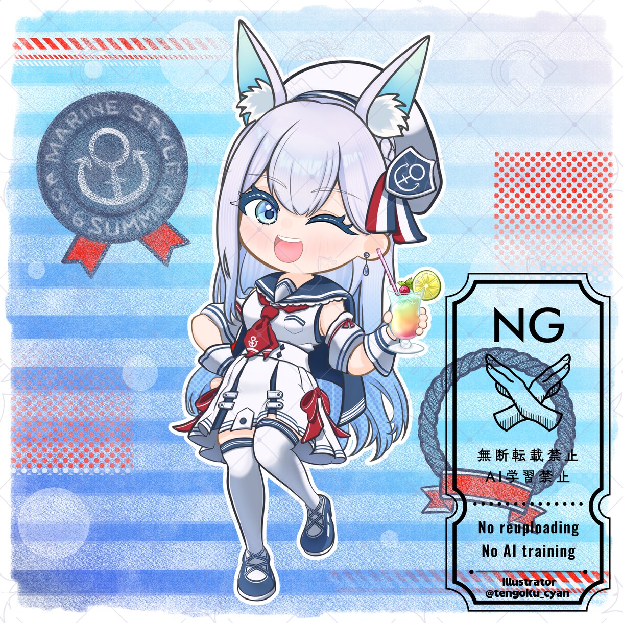 商用利用可！【マリン】ミニキャラを描きます ライバー活動をお手伝い！配信/パネル開け/アイコン/グッズ イメージ5
