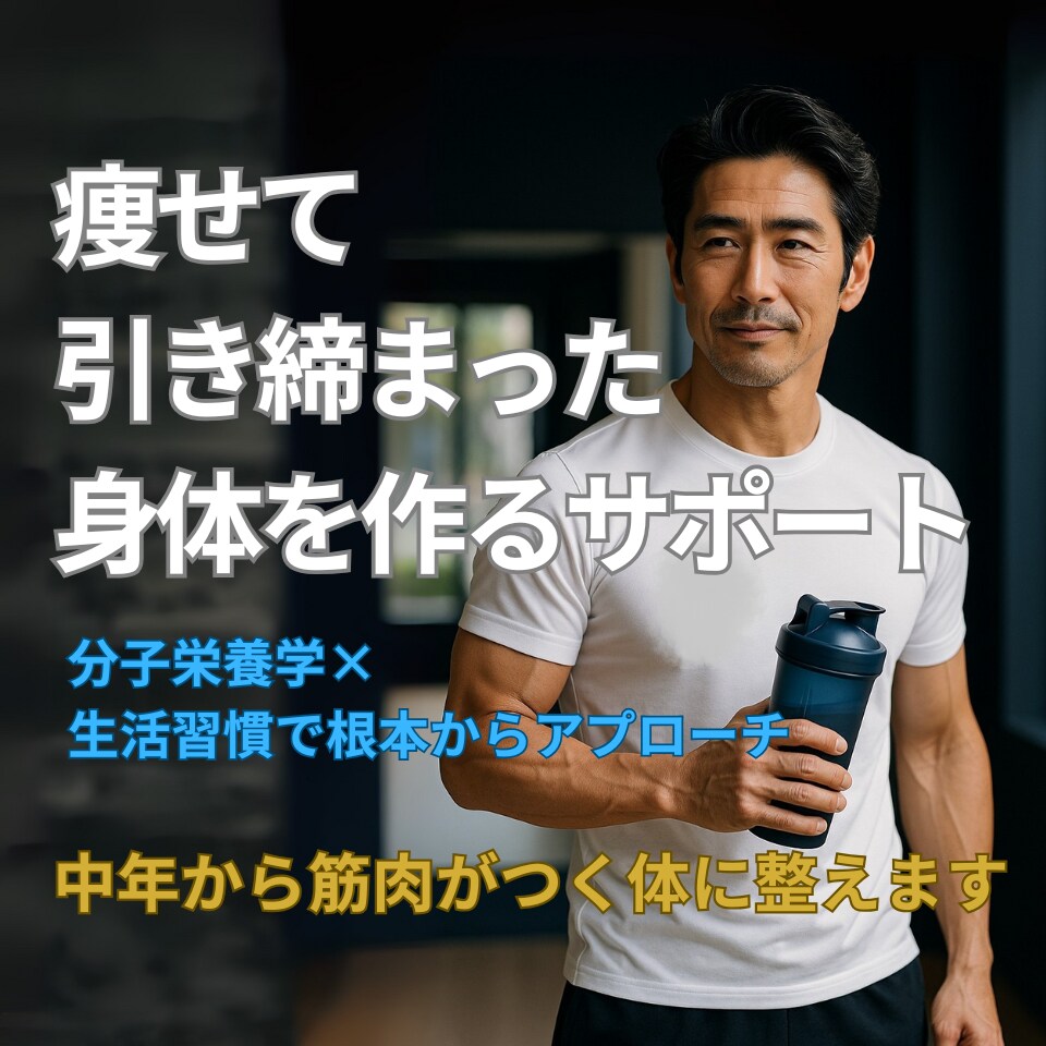 中年から筋肉がつく体に改善します 筋トレしても筋肉がつかない “体の落とし穴” を特定します イメージ1