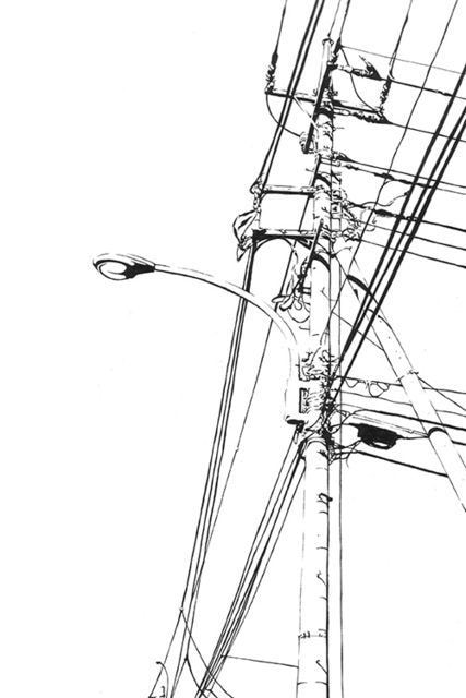 ボールペン画(主に電柱や風景)を描きます モノクロイラスト好きな方にオススメです。ベタ塗り無し。 イメージ5