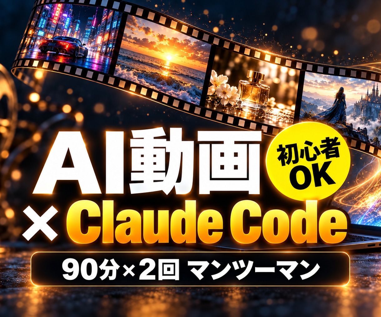 Claude Code×AI動画の効率化を教えます 初心者OK！AI動画もClaude Codeも｜90分×2回 イメージ1
