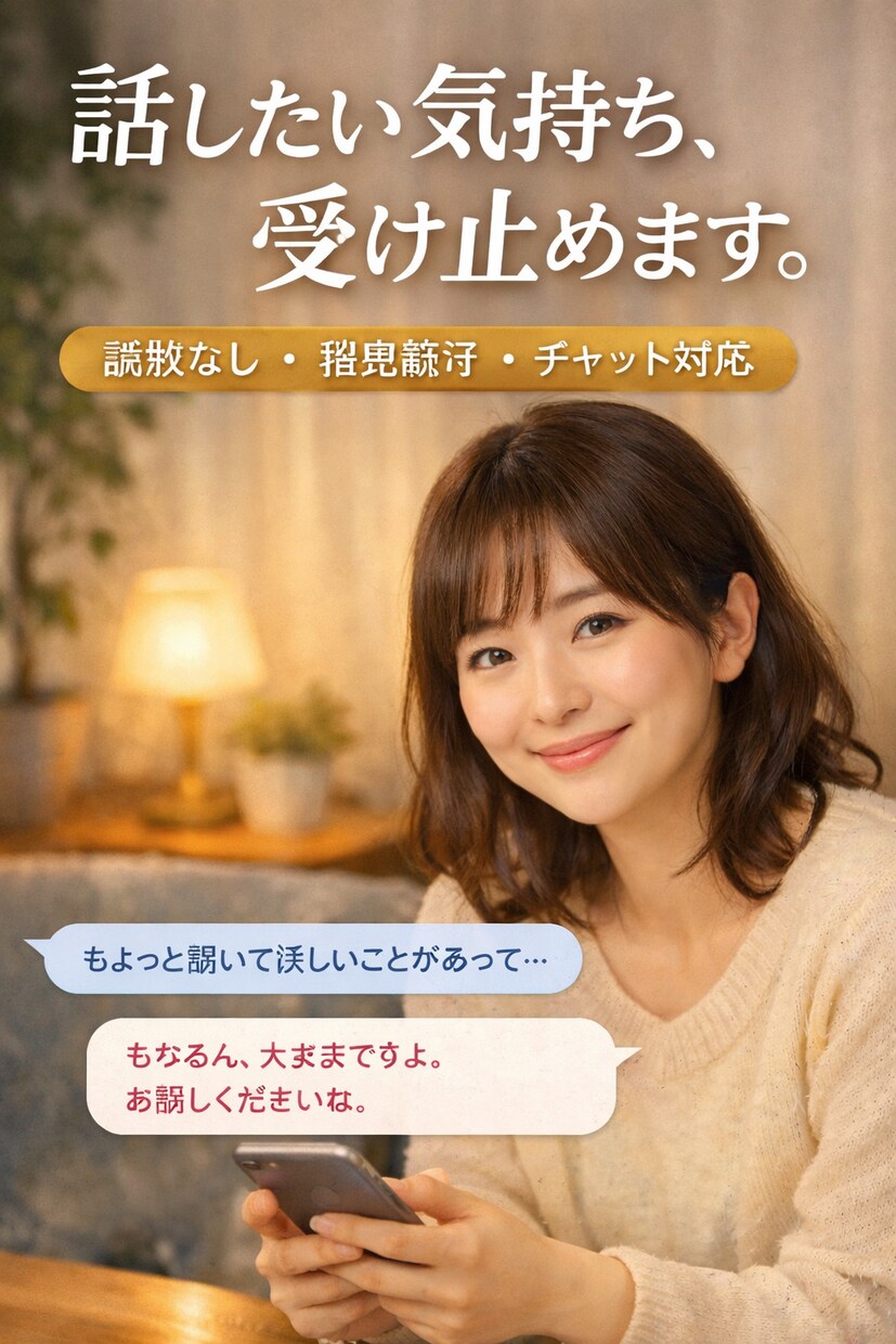 否定せず愚痴や悩みをチャットで聞きます 説教なし／秘密厳守／チャット対応 イメージ1