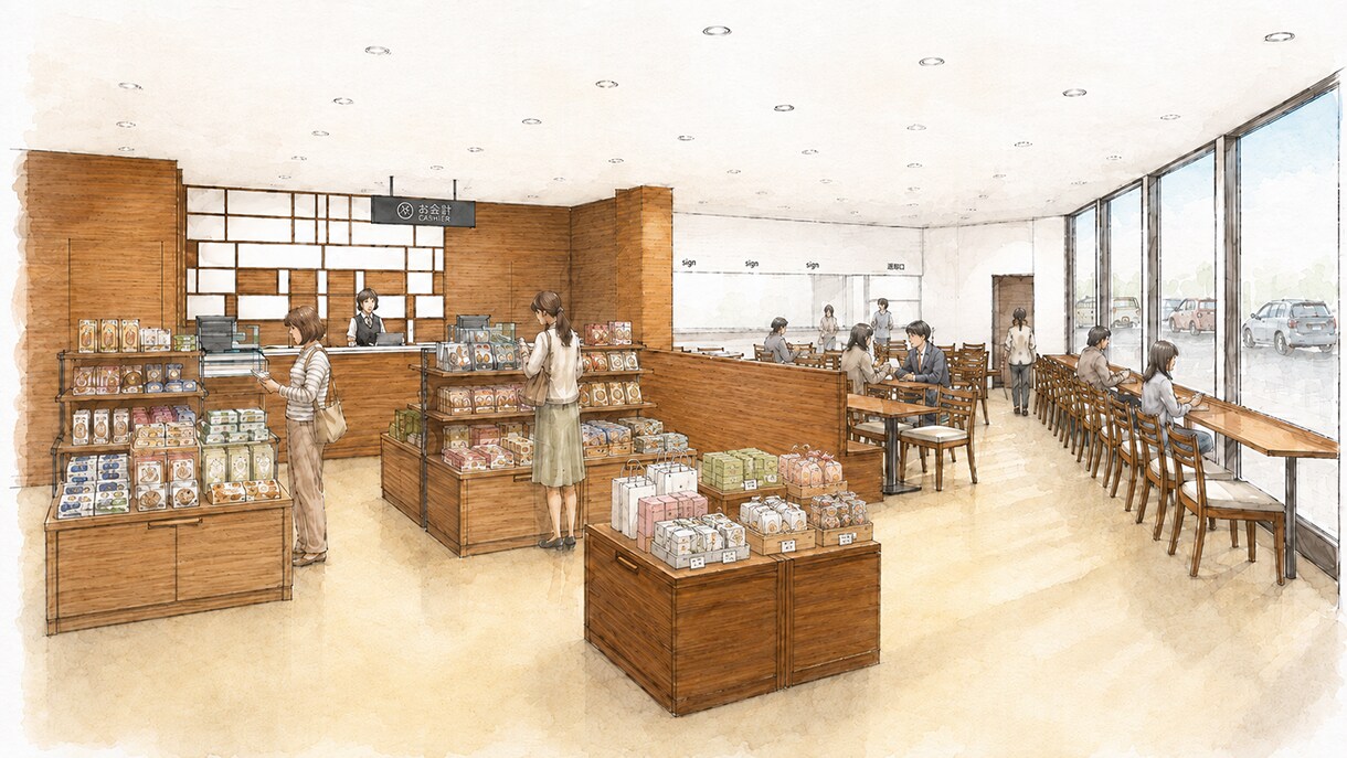 手描き建築内観パース（手書き）制作します 住宅・店舗のインテリアパースをあたたかく魅せる手描き表現 イメージ8
