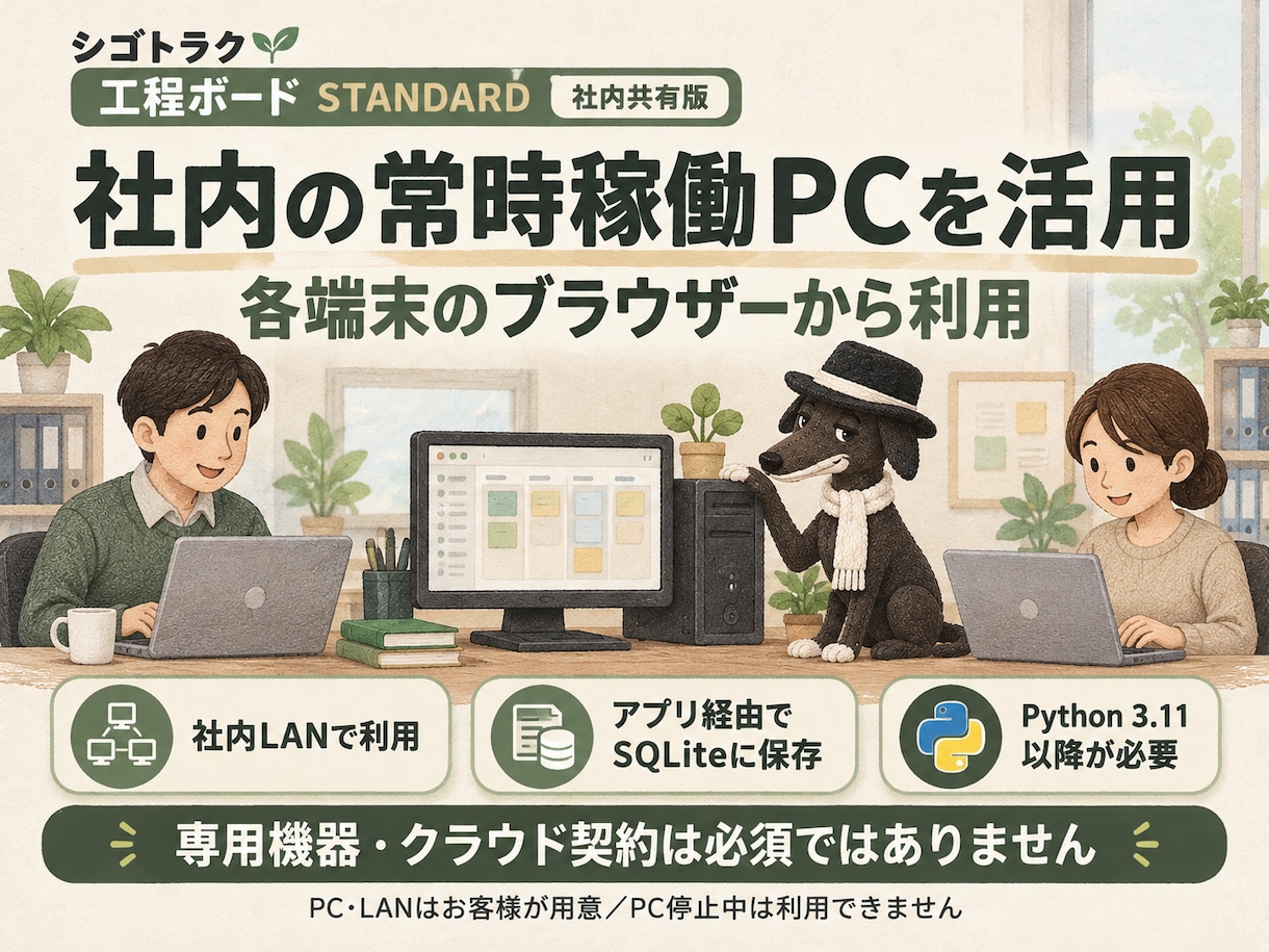 工程の予定と進捗を社内LANで共有します カード操作で作業日・完了日・置き場所をすぐに社内共有 イメージ2