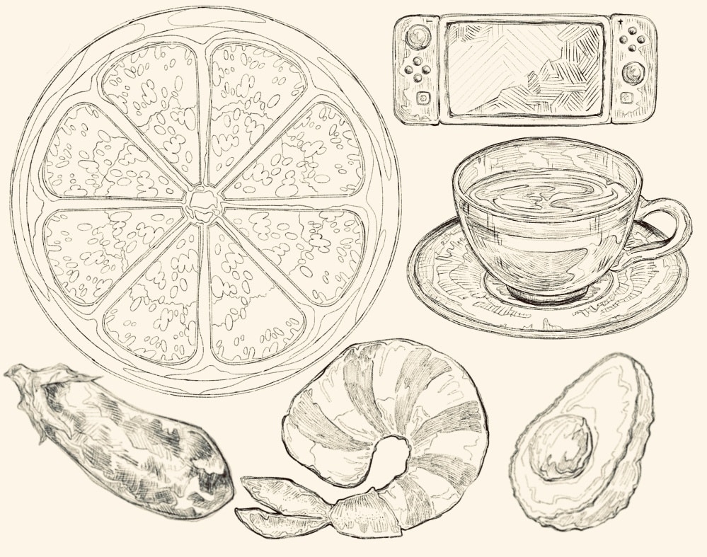 繊細で美しい小物の線画イラストを作成します 食べ物・花・小物のご依頼承ります。 イメージ1
