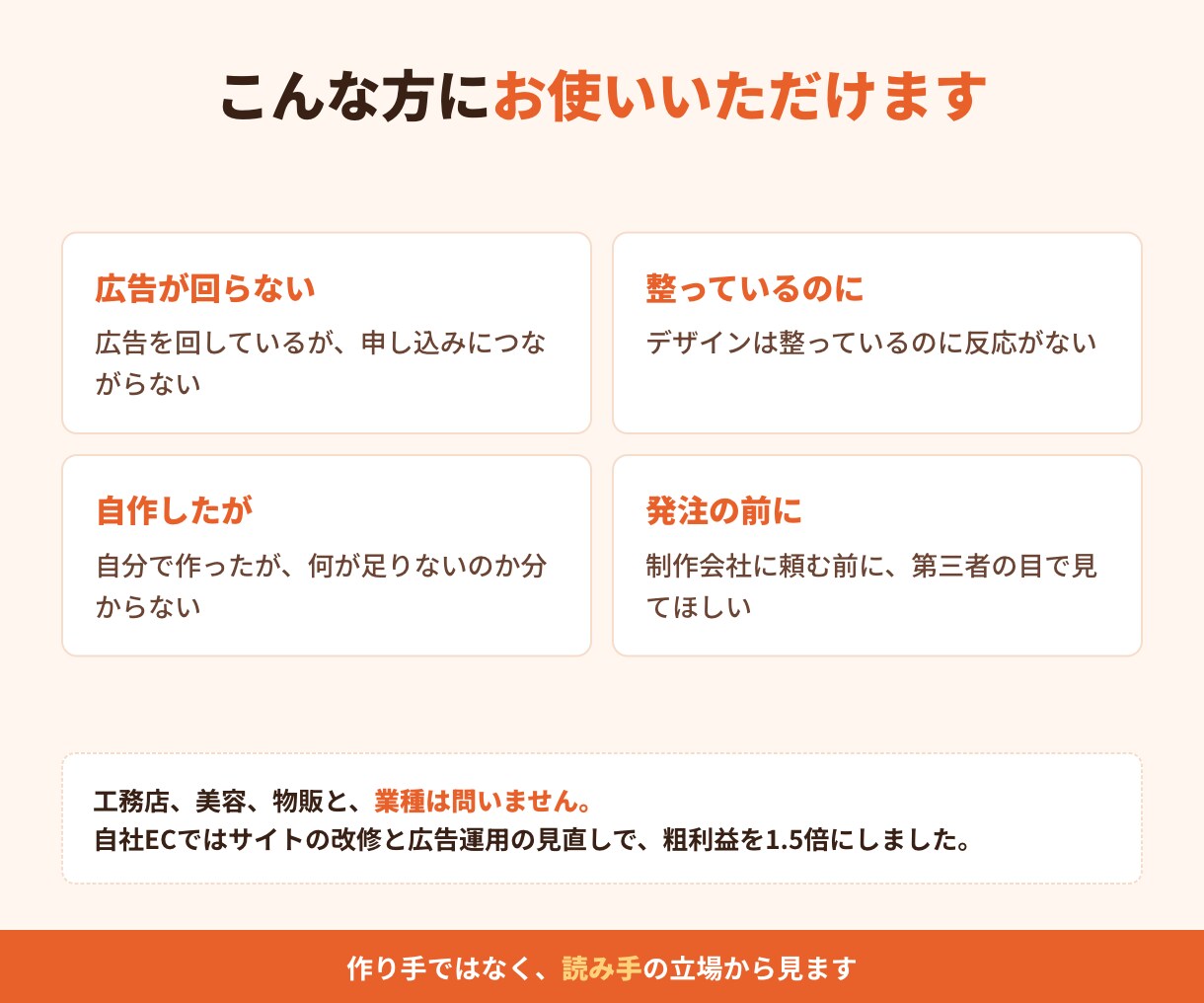LPの直すべき箇所を5つ指摘します LP30本制作・粗利1.5倍の視点で｜2営業日・改善案つき イメージ3