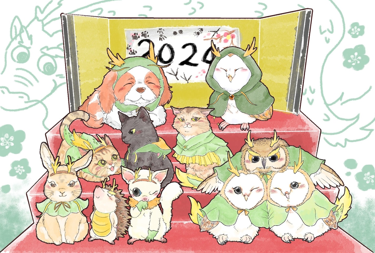 かわいい動物・ペット×ファッションイラスト描きます 動物に小物やお菓子を着飾ります☆好きな生き物 イメージ9