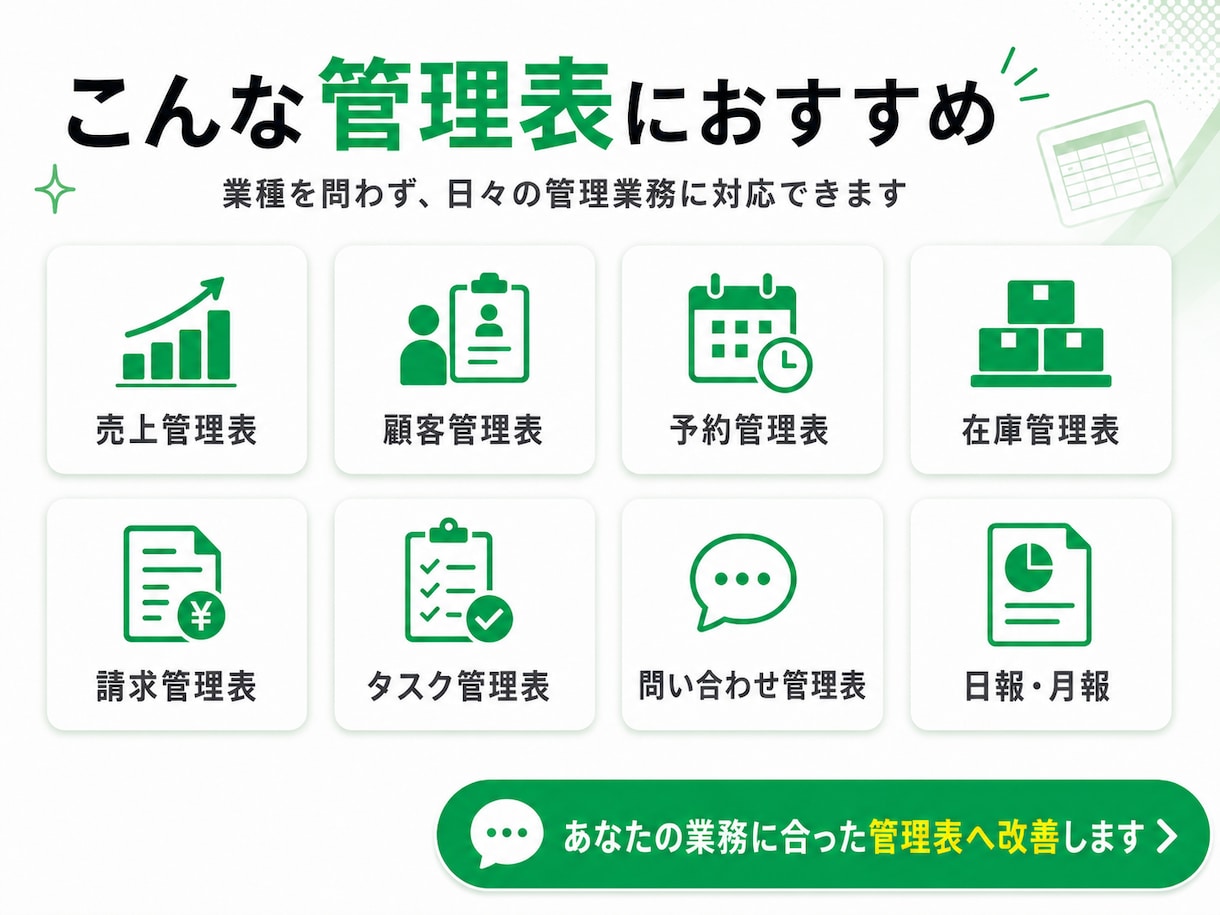 Excel・スプレッドシートを使いやすく改善します 見づらい管理表を、入力しやすく・集計しやすい形に整えます イメージ6