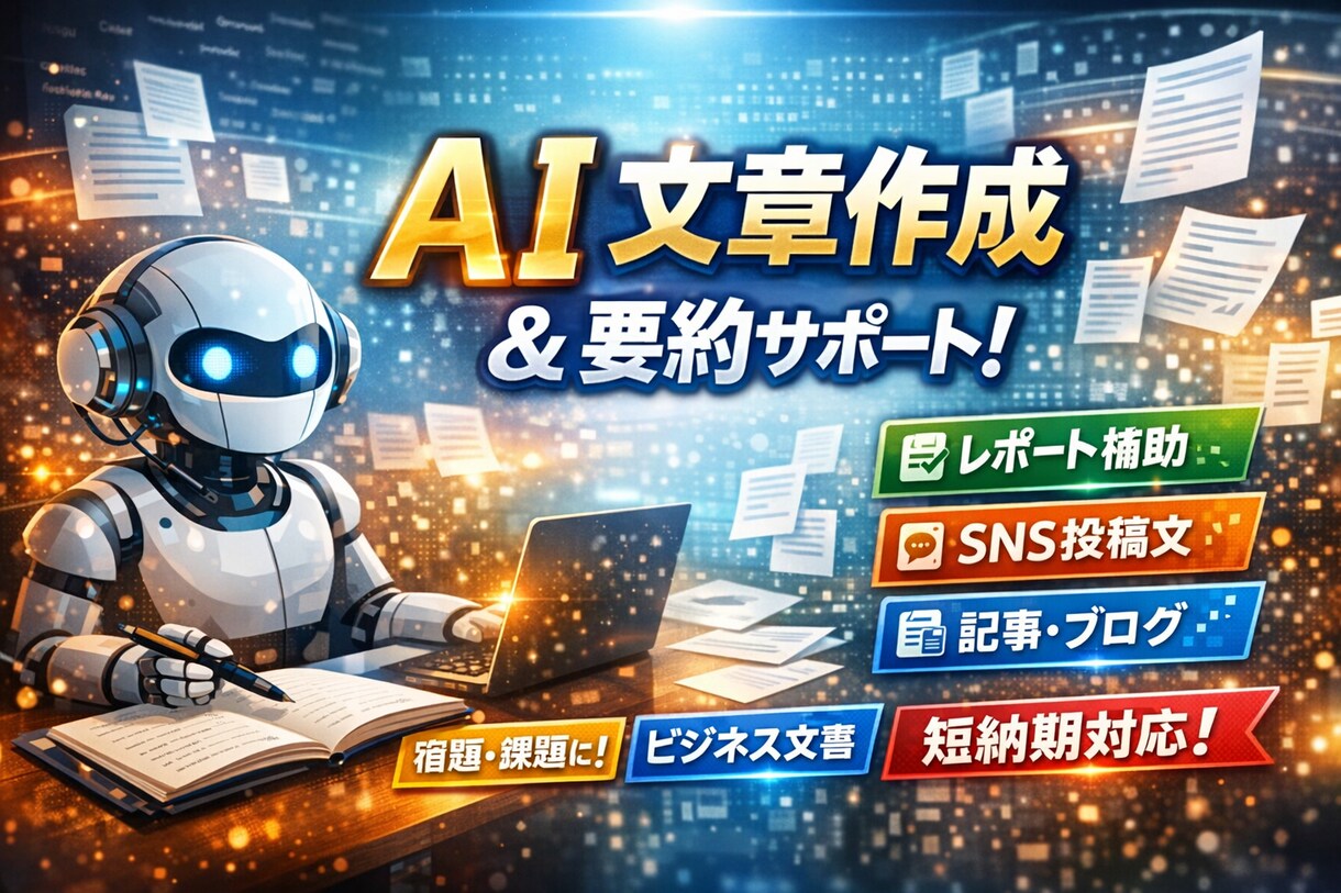 AI活用で文章作成／要約／レポートをサポートします 学生・ビジネス・SNS対応可能 イメージ1
