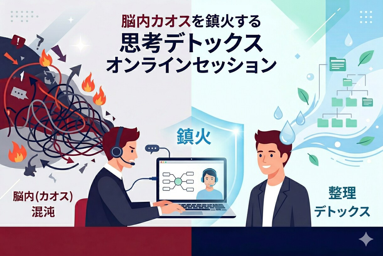 考えすぎて動けないあなたの頭を60分で整理します 「思考がゴチャゴチャで動けない」から「これだけやればいい」に イメージ1