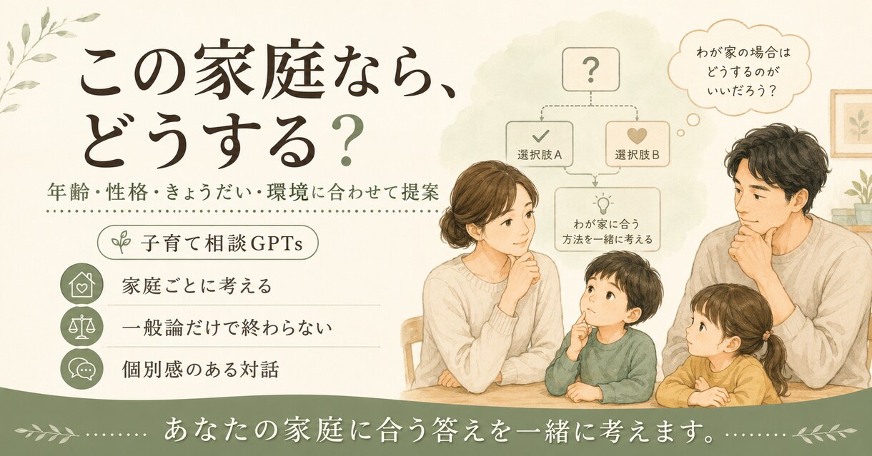 子育て相談に特化した既存のGPTsを提供します 共感だけで終わらない、家庭に合わせた子育てアドバイス イメージ6