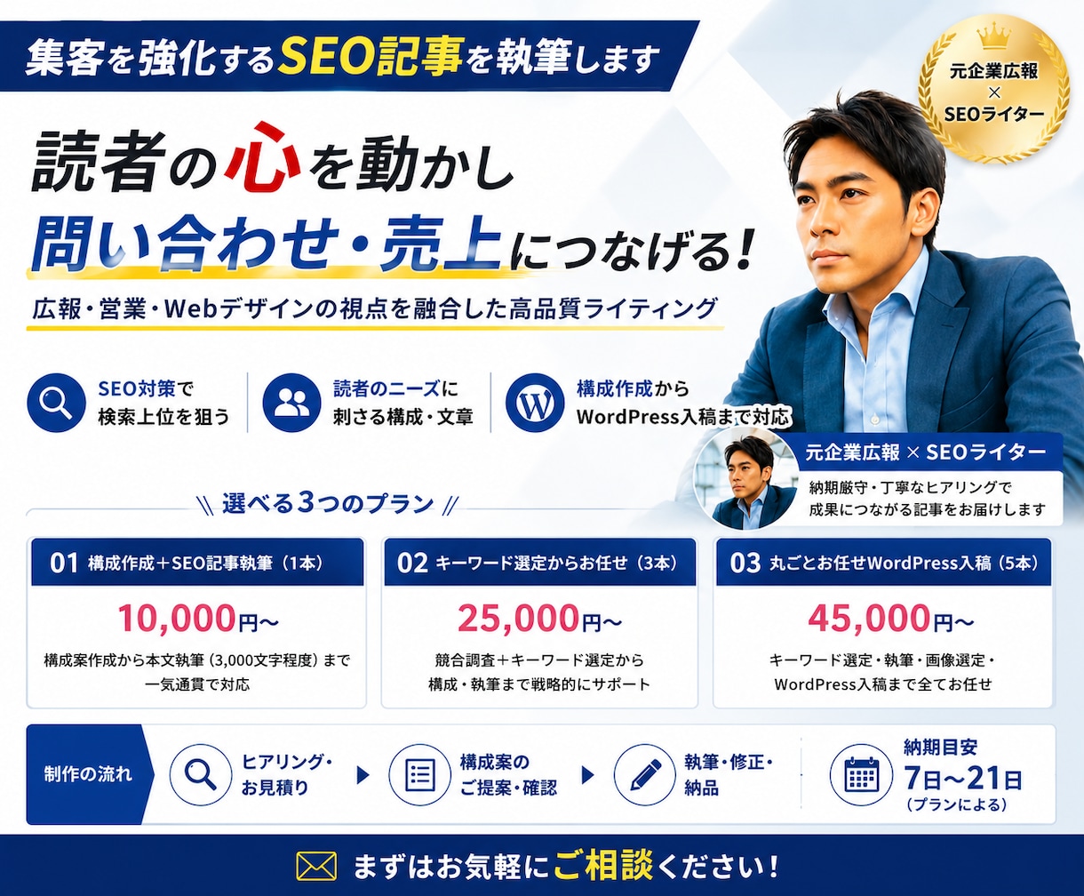 元広報★売上に繋がる高品質SEO記事を作成します 広報・WEB・営業の現場視点で読者の心を動かす集客記事を執筆 イメージ1