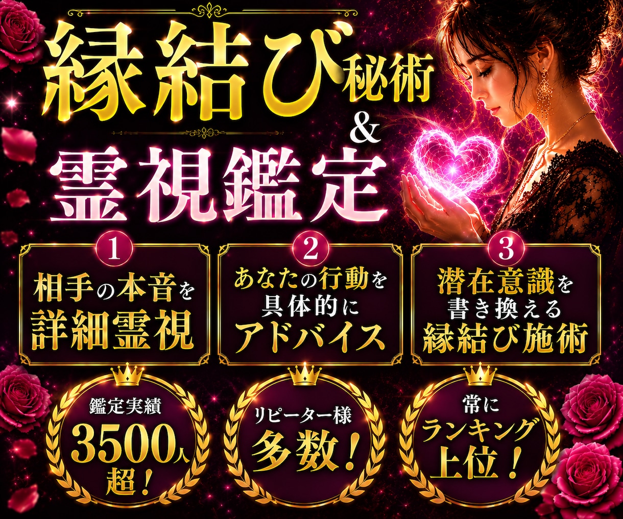 恋を動かす。相手の気持ちの超詳細占い×縁結びします 不倫、難しい恋、片思い…霊視で本音と攻略法を知り恋愛成就へ イメージ8