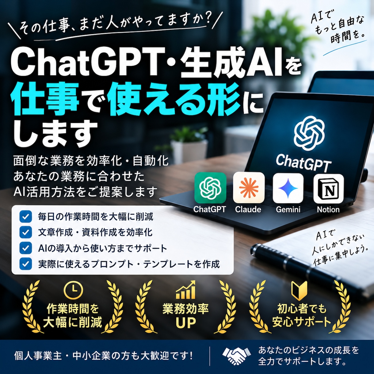 面倒な業務をAIで効率化・自動化しますます あなたの業務に合わせたAI活用方法をご提案します イメージ1