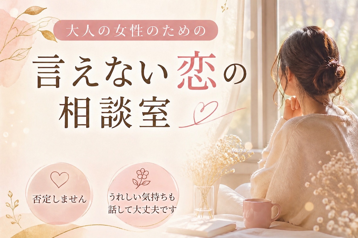 言えない恋の相談室｜気持ちに寄り添います 誰にも言えない恋。ひとりで抱えなくて大丈夫です。 イメージ1