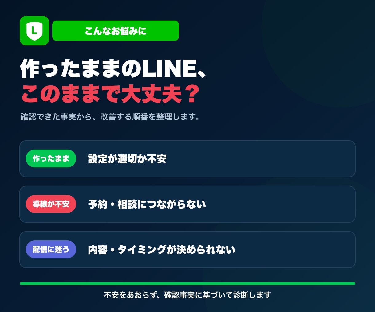 LINE公式アカウントを診断・改善提案します 今のLINE、直すべき場所と優先順位が分かります イメージ2