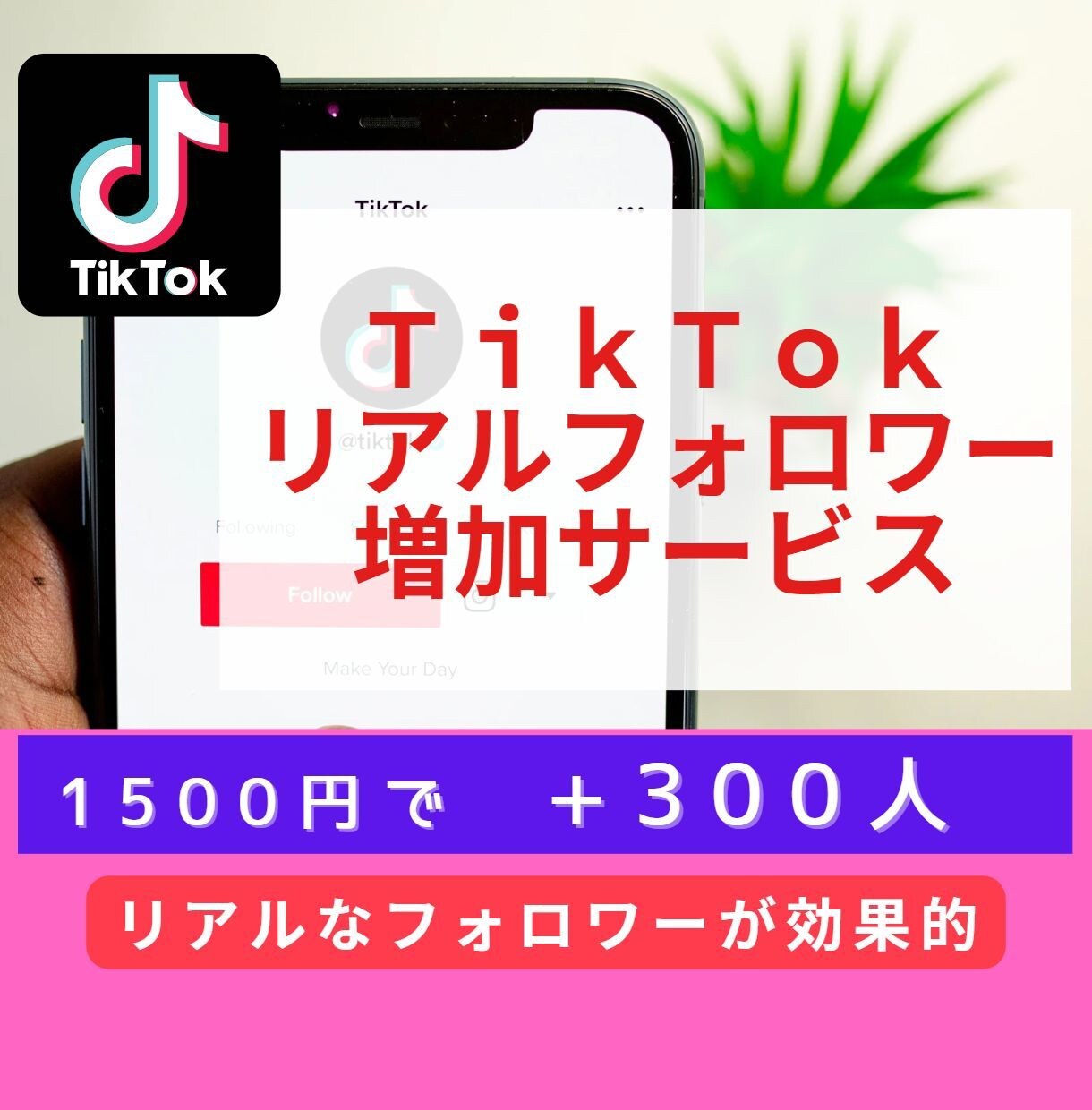 TikTokリアルなフォロワー自然に増やします 低価格　300人で1500円・10000人でも36500円 イメージ1
