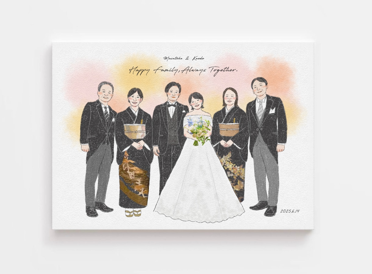 受注制作／６名似顔絵描きます 結婚式の両親贈呈品に選ばれています！！ イメージ1