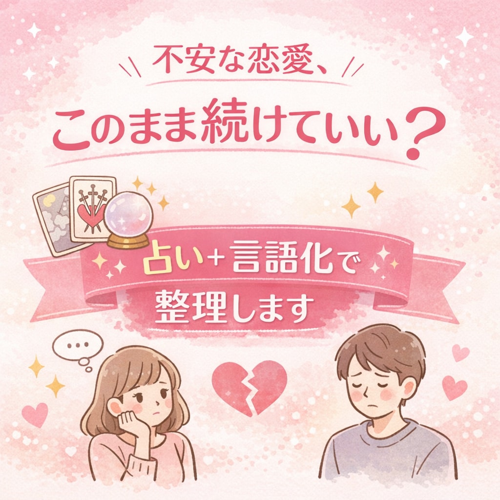 不安な恋愛続けていいか占い＋現実アドバイスします 恋愛で不安になっていませんか？ イメージ1