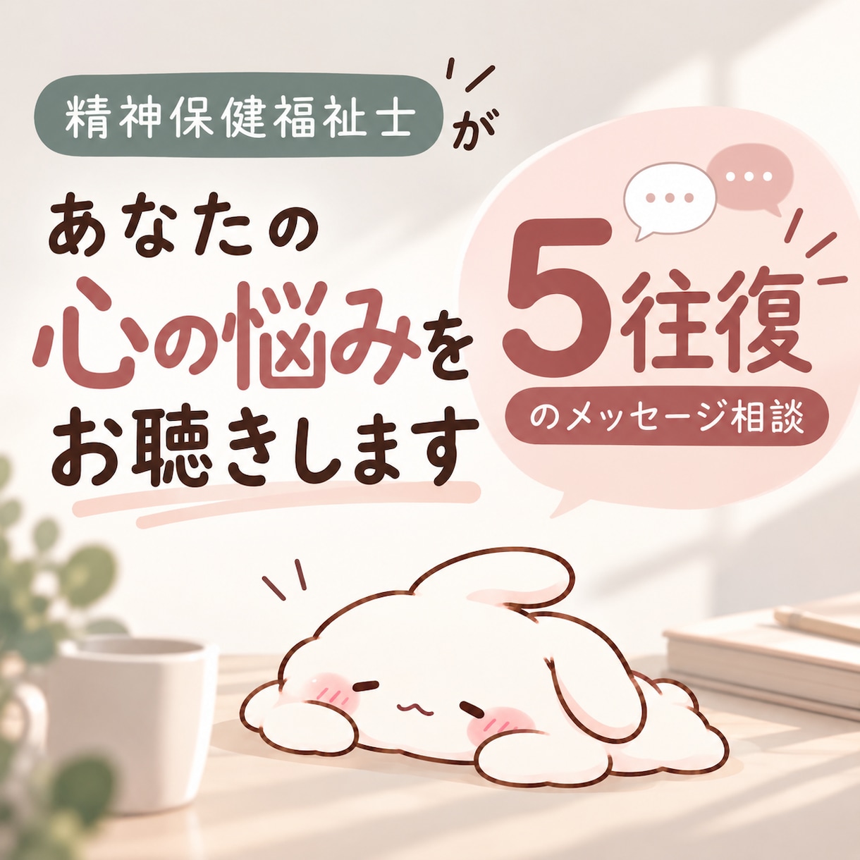 精神保健福祉士が心の悩みを丁寧にお聴きします うつ・生きづらさ・仕事・人間関係｜5往復で気持ちを整理 イメージ1