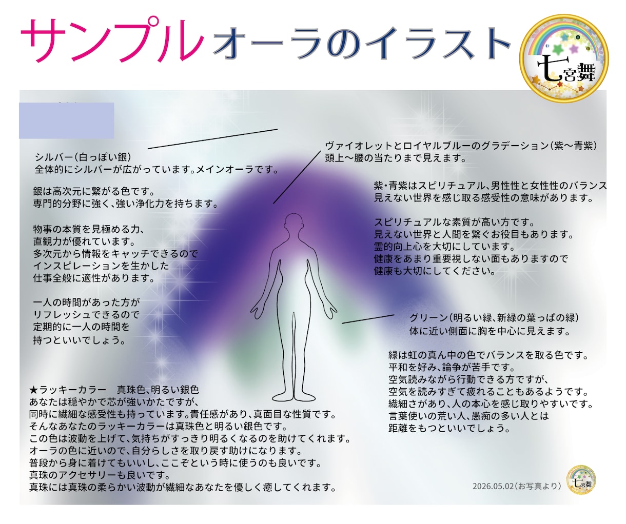 イラスト図解付★オーラ＆ラッキーカラー、占います ☆ラッキーカラーを使うと自分らしく生きやすくなります イメージ1