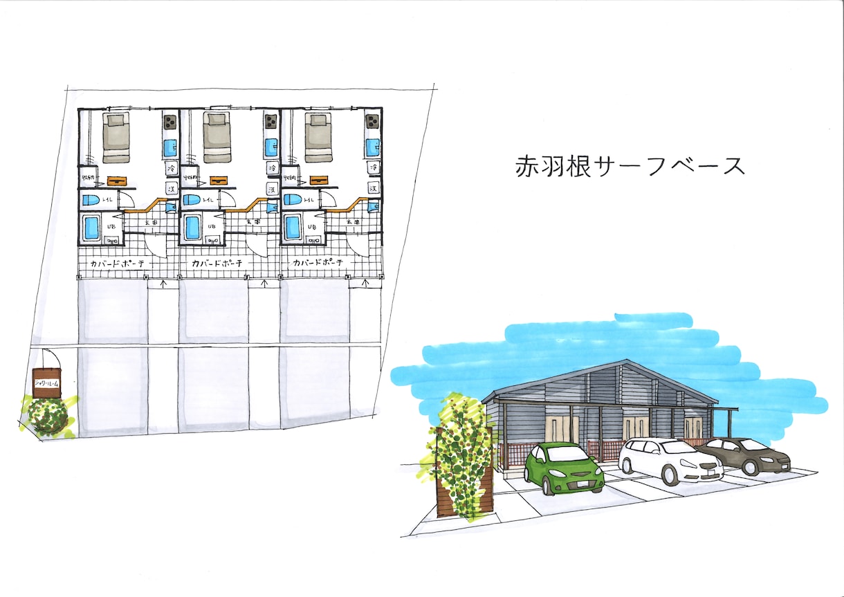 店舗、施設の間取りを『手書き』でイラスト化します 本当の手書きだから柔らかく愛着が湧くイラストに仕上がります イメージ3