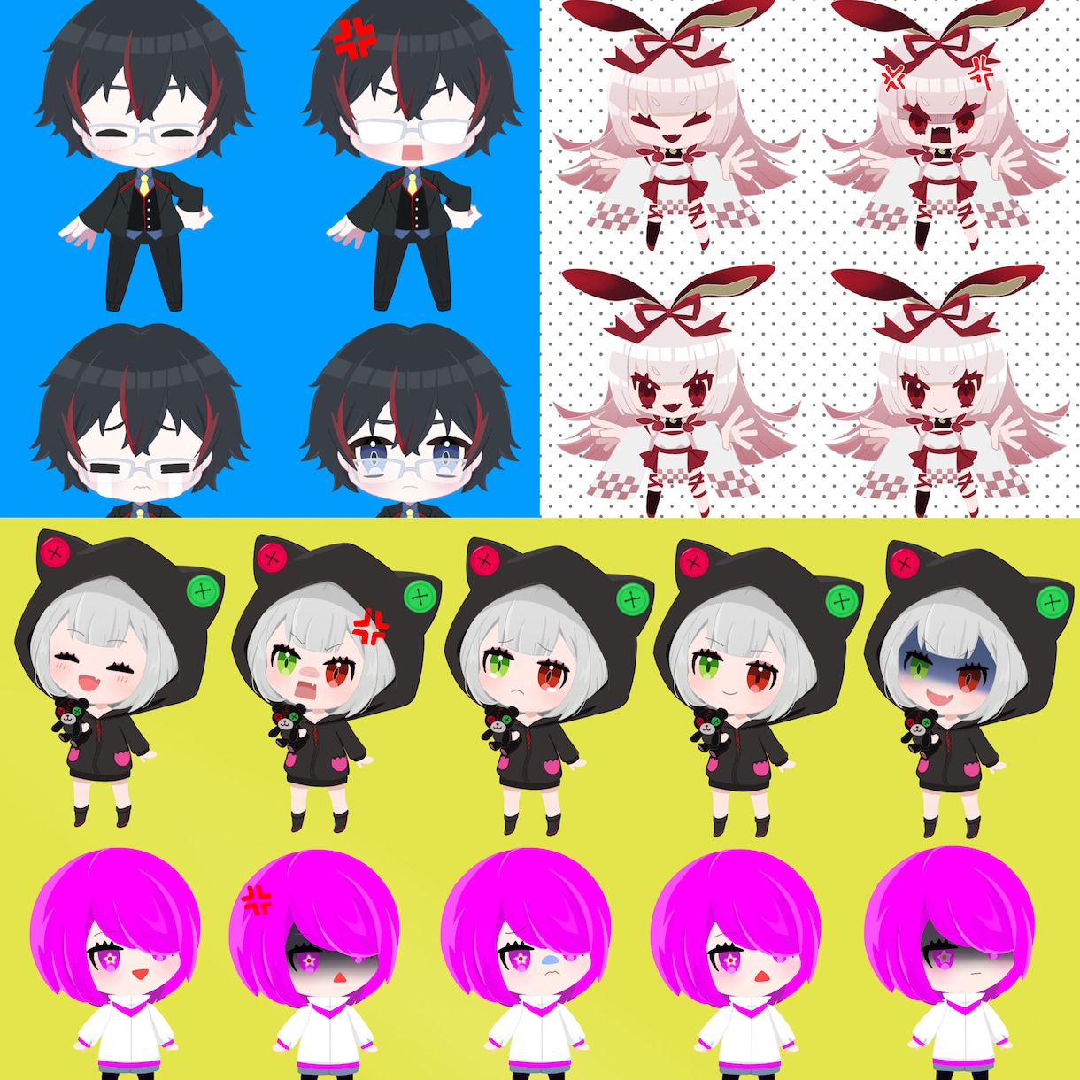 表情差分4セット！デフォルメキャラ書きます SD(スーパーデフォルメ)キャラを表情別に4種書きます。 イメージ6