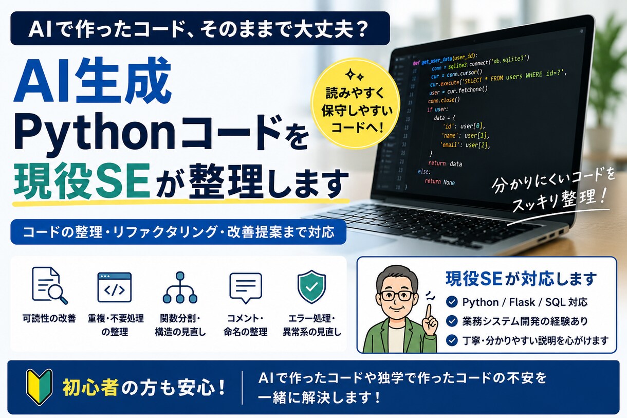 AI生成Pythonコードを現役SEが整理します 動くけど不安なコードを、読みやすく保守しやすい形に改善します イメージ1