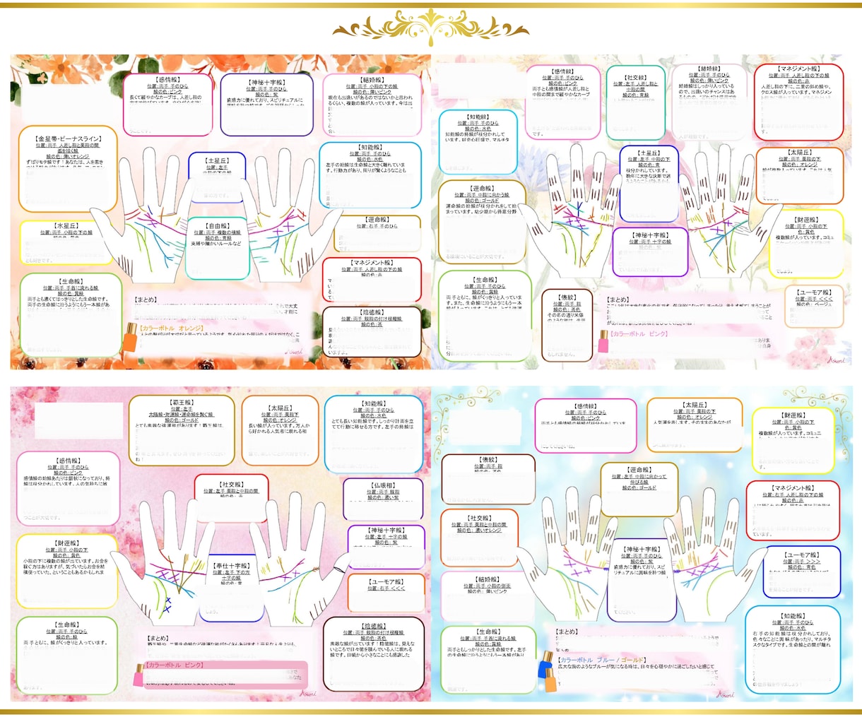 あなただけのオリジナル手相鑑定書を作成します ボリューム満点！デザインは唯一無二！記念に残ります。 イメージ2