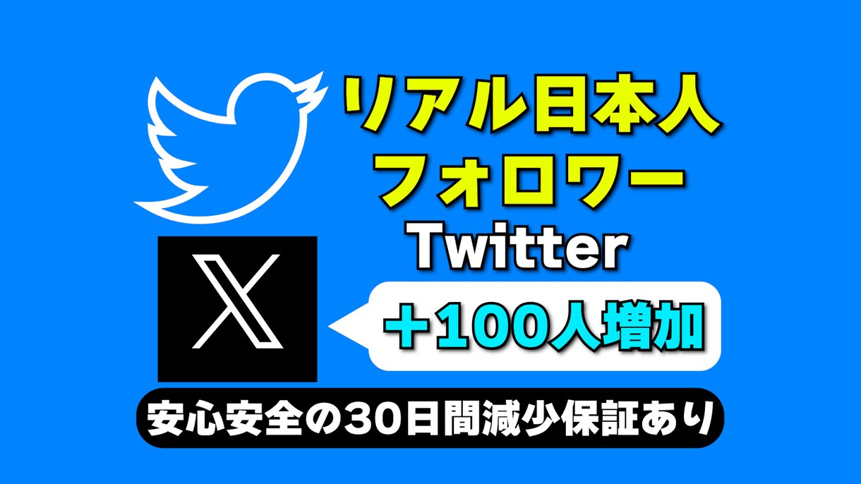 X(Twitter)の日本人フォロワーを増やします リアル日本人フォロワーを高品質＆激安で100人増加 イメージ1