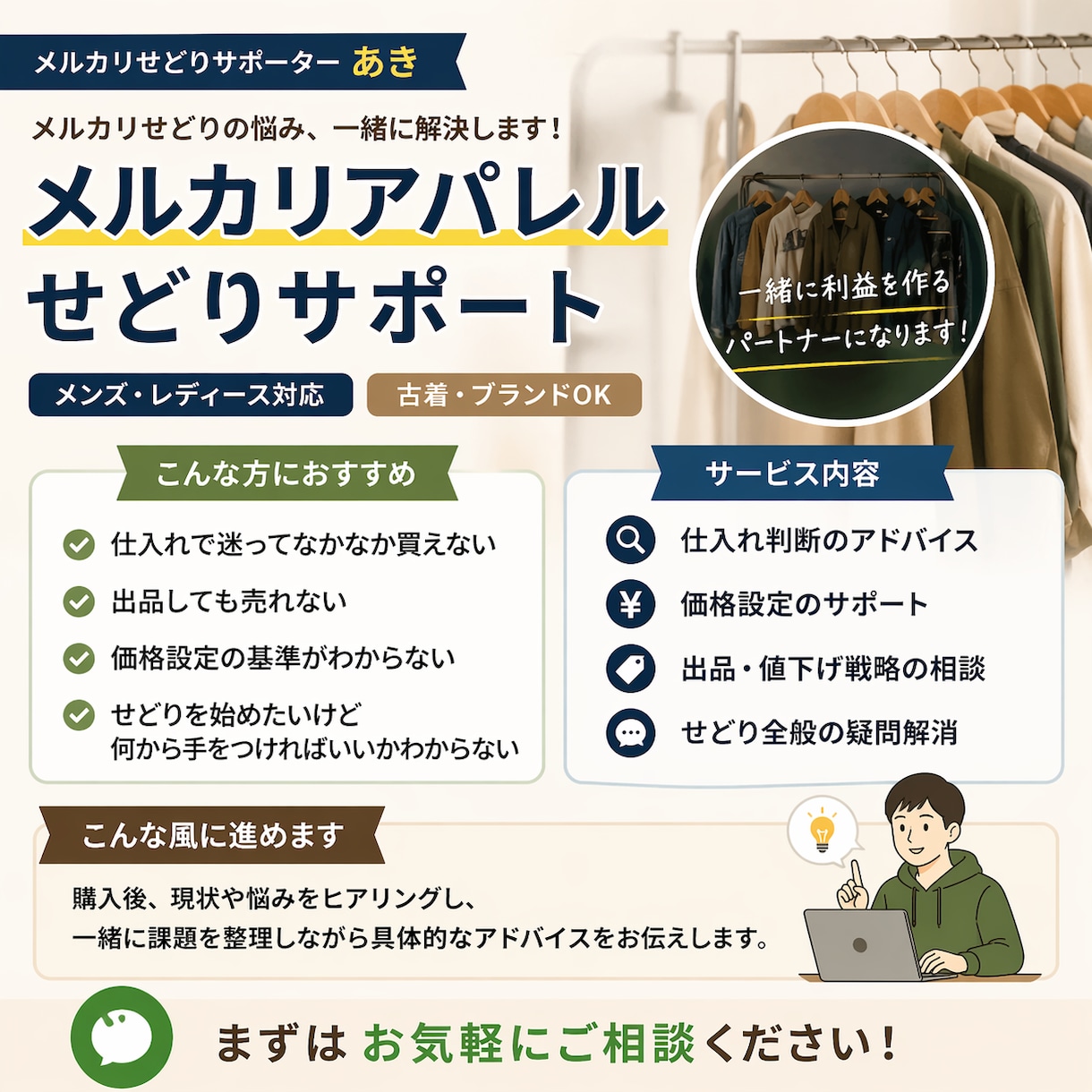 メルカリ古着せどり初心者〜中級者の悩みを解決します せどり歴2年の実践者が仕入れ判断を丁寧にサポート イメージ1