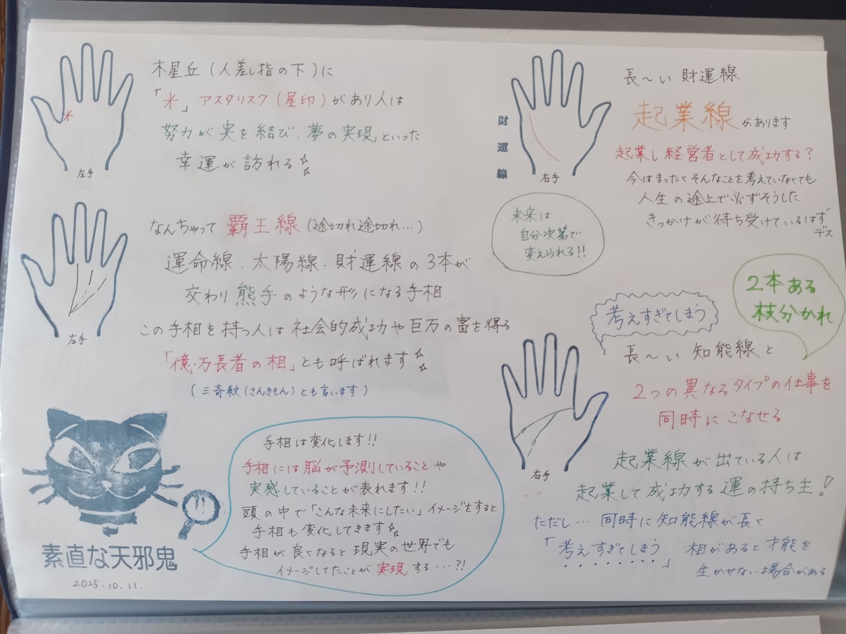 元気になれる楽しい手相占いします ～かわいいオリジナル手相鑑定書をお届け～ イメージ6