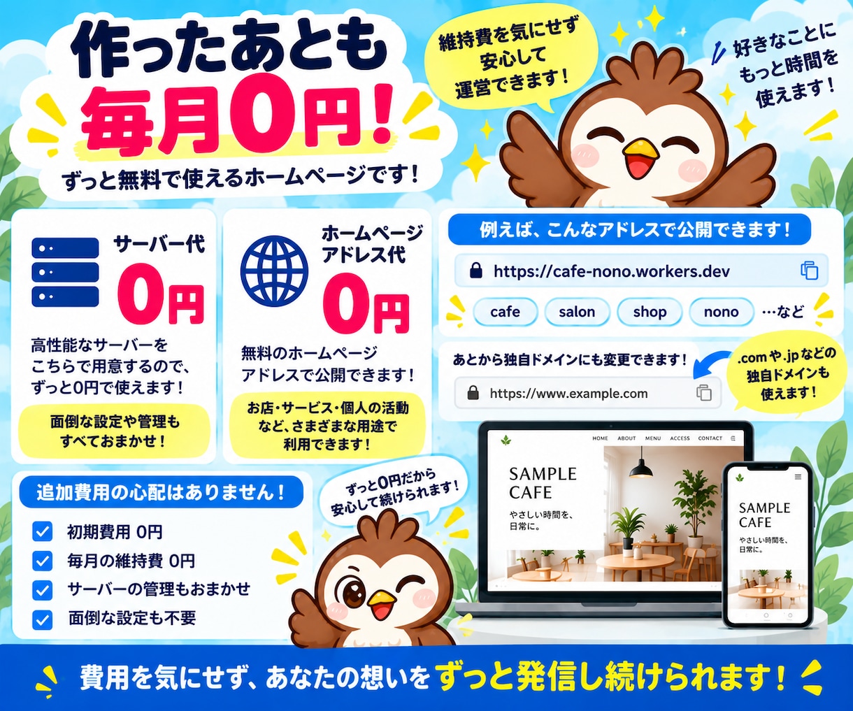 ホームページ(HP)を格安で制作・作成します 初心者・丸投げOK！作ったあとは毎月0円で公開しておけます！ イメージ4